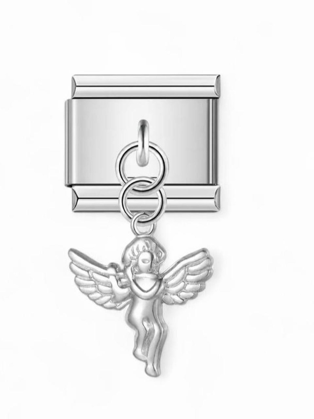 Silver Cherub Angel Dangle Italian Charm Bracelet Link Stainless Steel Y2K
